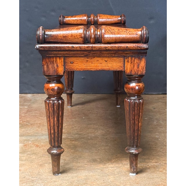 Brown Large Hall Bench or Window Seat of Patinated Oak From England For Sale - Image 8 of 8