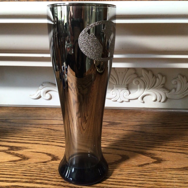 Vintage Youngstown State University Ohio Silver Fade Beer Glasses and Silver Plated Serving Tray - Set of 7 For Sale In Sacramento - Image 6 of 13