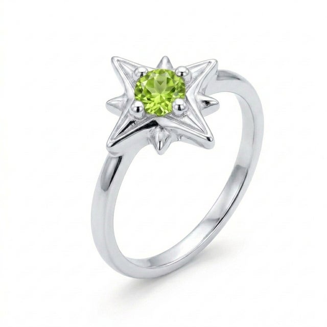 Peridot Compass Design Ring, North Star Celestial Ring Us 7 For Sale - Image 4 of 4
