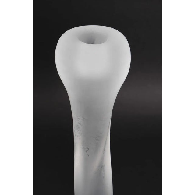 Renato Anatra 14” Renato Anatra Murano Glass Candlesticks – Signed Pair –Satinato Finish For Sale - Image 4 of 8