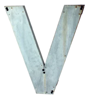 Large Vintage Industial Czechoslovakian Letter V in Zinc, 1950s