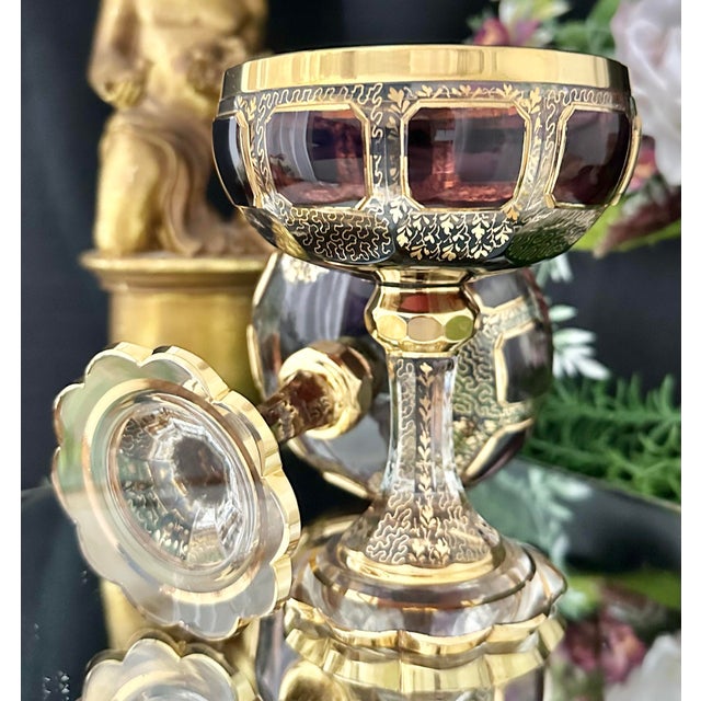 Gold Antique Steiner & Vogel Amethyst and Gold Champagne Coupes Moser Styled - A Pair For Sale - Image 8 of 12
