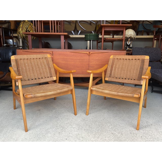 Mid-Century Danish Wicker Armchairs in the style of Hans Wagner, 1960s, Set of 2 For Sale - Image 11 of 17