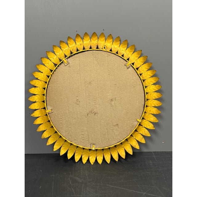 Mid-Century Bohemian Hollywood Regency Spanish Gilt Metal Sun Mirror, 1950s For Sale - Image 15 of 17