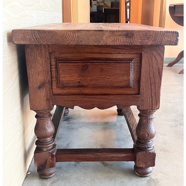 Brown Late 19th Century Rustic Artisan Made Pyrenees Mountains Side Table End Table For Sale - Image 8 of 12