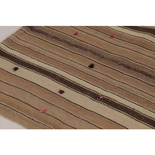 Tribal Vintage Persian Tribal Square Kilim With Earthy Geometric Stripes - Rug & Kilim For Sale - Image 3 of 9