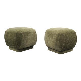 1980's Large Square Pouf Style Ottomans - a Pair For Sale