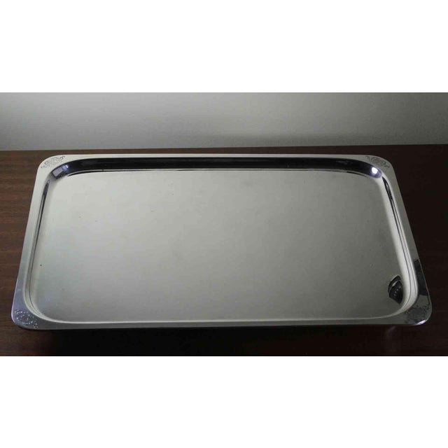 1970s 1970s New Lindlt Silver Oblong Tray With Engraved Corners For Sale - Image 5 of 12