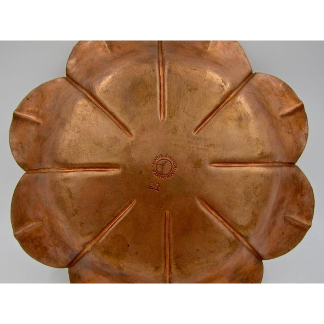 American Marie Zimmermann Arts & Crafts Copper Flower Dish For Sale - Image 3 of 12