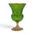 Hollywood Regency Lime Green Art Glass Vase With Gilded Floral Pedestal, Neoclassical Revival For Sale - Image 3 of 8