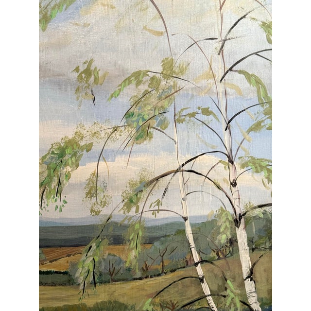 Mid 20th Century Large Idyllic Country Scene Original Oil Painting, Framed For Sale - Image 6 of 9