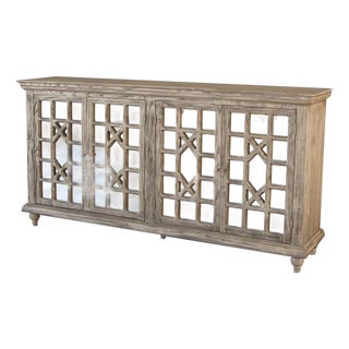 Keystone Weathered Pine Mirrored Console - 73" For Sale