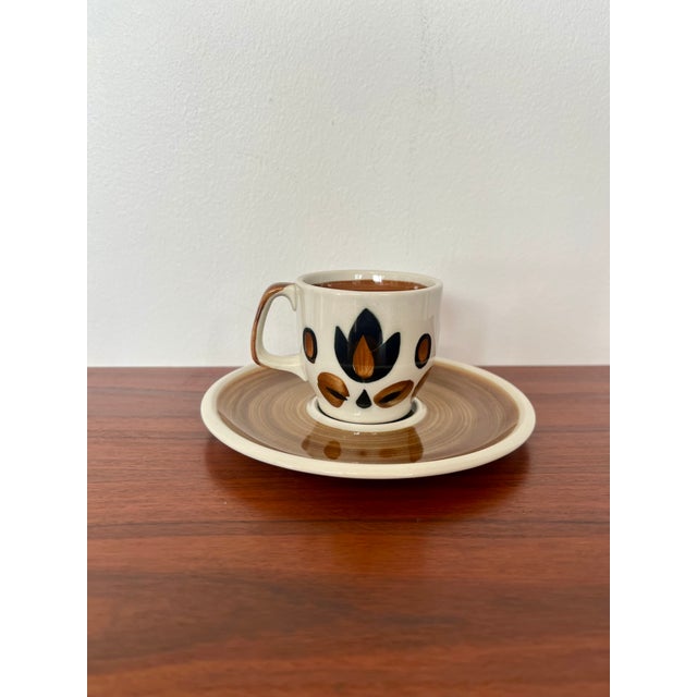 1960s Kimono Coffee Service of Cups and Saucers from Boch La Louviere, Belgium, 1960s, Set of 5 For Sale - Image 5 of 9