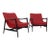Mid-Century Modern Mid-Century Modern Red Chenille Lounge Chairs - a Pair For Sale - Image 3 of 4