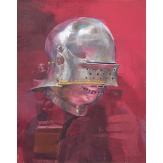 Last Selfie Before Tournament by Elena Burykina | Oil on panel Portrait of a knight in armor. For Sale