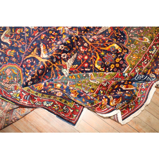 Early 20th Century Early 20th Century Botanical Persian Pictorial Rug For Sale - Image 5 of 18