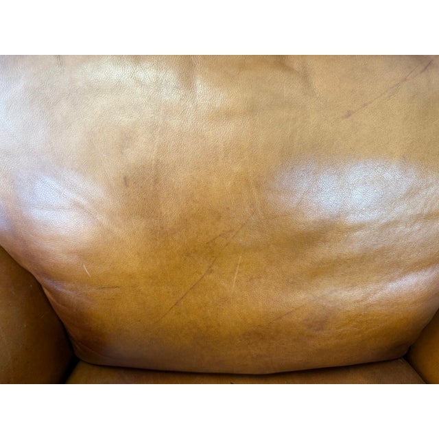 Brown Leather Club Chair and Ottoman For Sale - Image 14 of 18