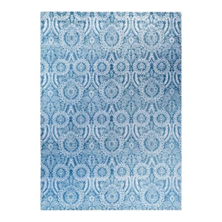 Ikat, One-of-a-Kind Hand-Knotted Area Rug - Green, 9' 0" x 12' 2" For Sale