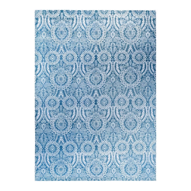 Ikat, One-of-a-Kind Hand-Knotted Area Rug - Green, 9' 0" x 12' 2" For Sale