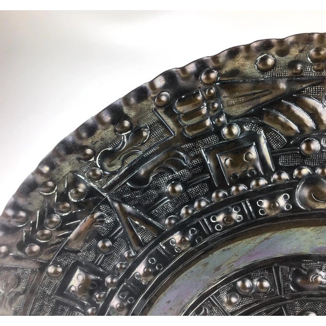 1960s Vintage Hand Hammered Solid Copper Sun God Hanging Wall Plate For Sale - Image 5 of 13