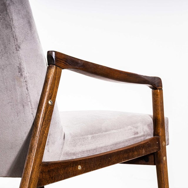 Armchair in Grey Cotton Velvet by Jaroslav Šmídek, 1950s For Sale - Image 10 of 11