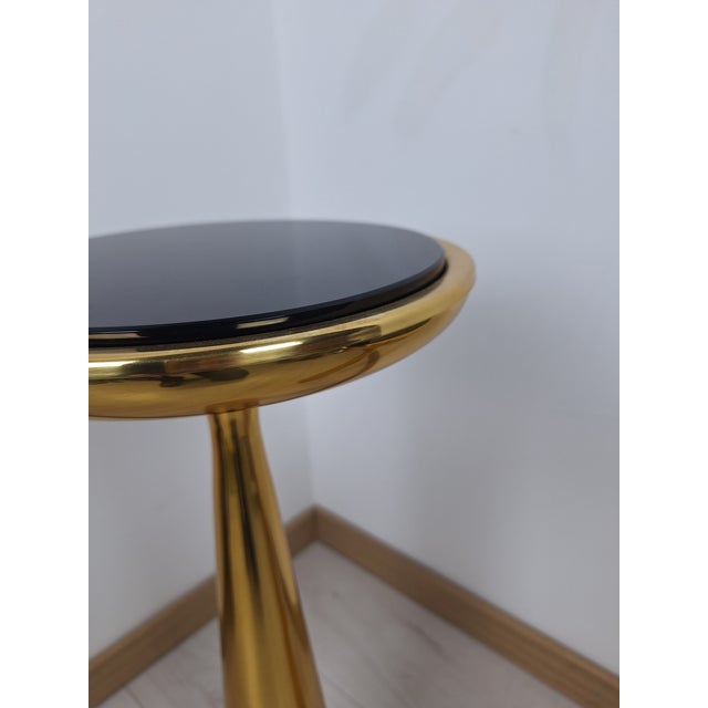 Fontana Arte Vintage Model 1776 Low Table in Brass with Blue Glass by Max Ingrand for Fontana Arte, 1990s For Sale - Image 4 of 13