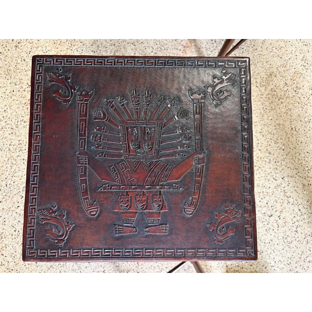 Antique Hand-Crafted Mahogany Nesting Tables With Leather Tops, 1910 For Sale - Image 13 of 17