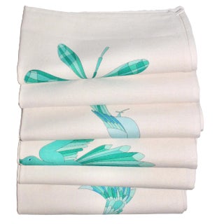 Donna Aqua Napkins in Cotton and Linen by Alto Duo, Set of 6 For Sale