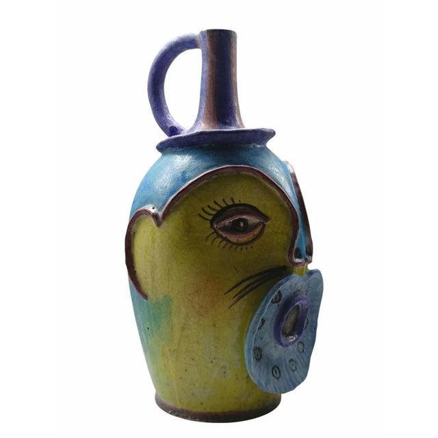 Rare and Large C.A.S. ( Ceramiche Artistiche Solimene ) Vietri Italy glazed ceramic vase, tapered and slightly convex...