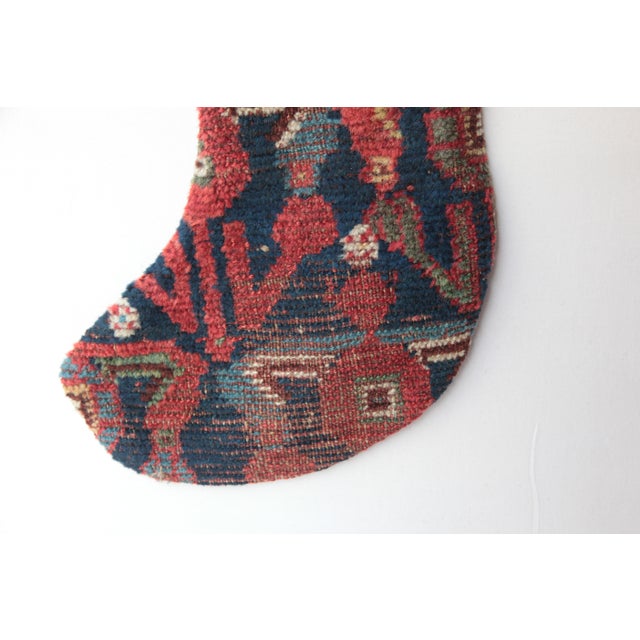 Handmade Holiday Stocking From Antique Tribal Rug – Festive Elegance With Cultural Soul For Sale - Image 4 of 6