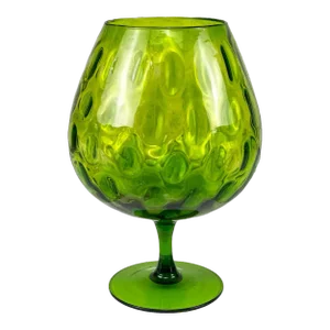Mid-Century Italian Empoli Green Optic Art Glass Compote Pedestal Bowl