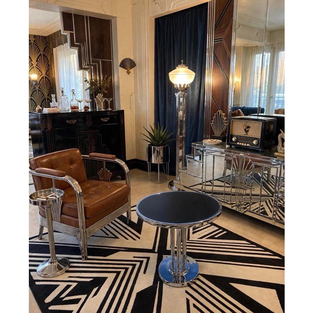 1930s Art Deco Machine Age Chrome Accent Center Side Table Wolfgang Hoffmann for Howell Streamline Restored For Sale In Palm Springs - Image 6 of 12