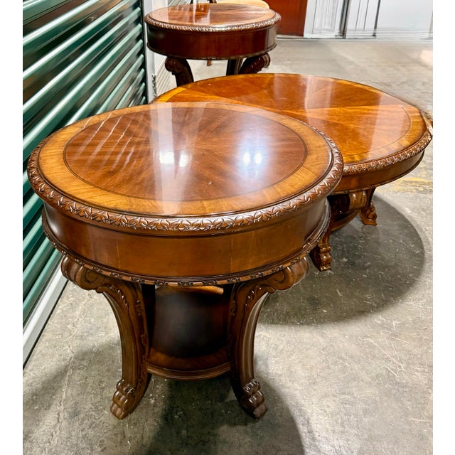 Mid 20th Century A.r.t. Furniture Co. Round Coffee Table With Two End Tables For Sale - Image 5 of 12