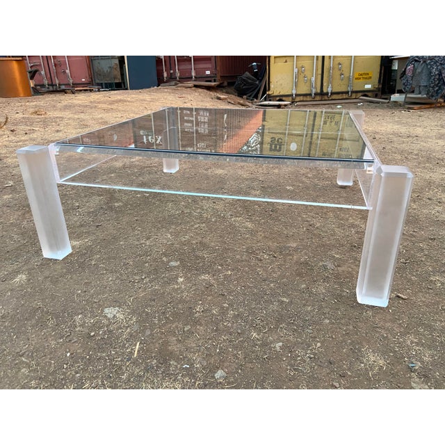 Vintage Mid Century Modern Lucite Glass Top Coffee Cocktail Table For Sale - Image 9 of 18