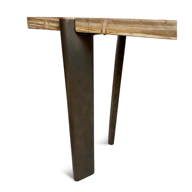 Petrified Wood & Bronze Console Table For Sale - Image 12 of 12