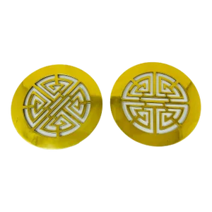 Vintage Brass Happiness Trivets - a Pair