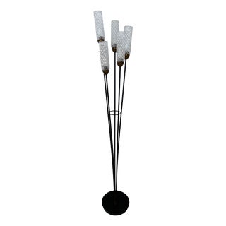Vintage Floor Lamp in Glass and Metal, 1950s For Sale