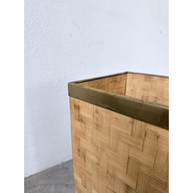 Woven Wicker and Brass Umbrella Stand from Metal Linea Nova, 1960s For Sale - Image 13 of 18