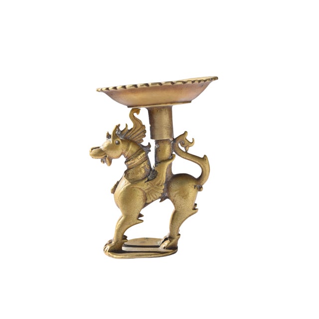 Asian Antique Bronze Qilin Ceremonial Candlestick For Sale - Image 3 of 6
