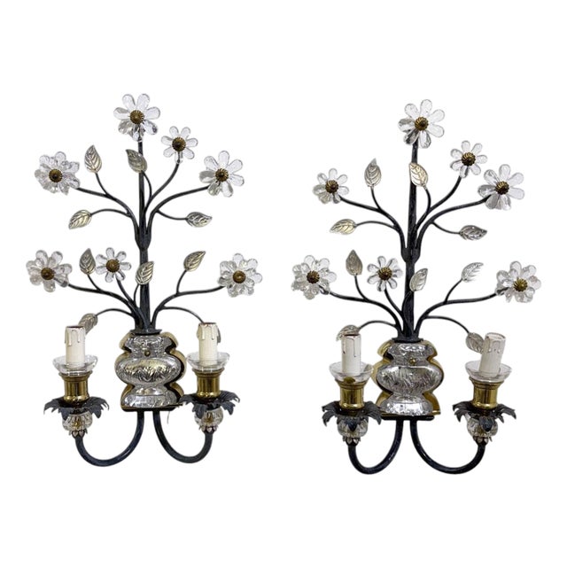 Floral Wall Lights from Banci Firenze, Italy, 1970, Set of 2 For Sale