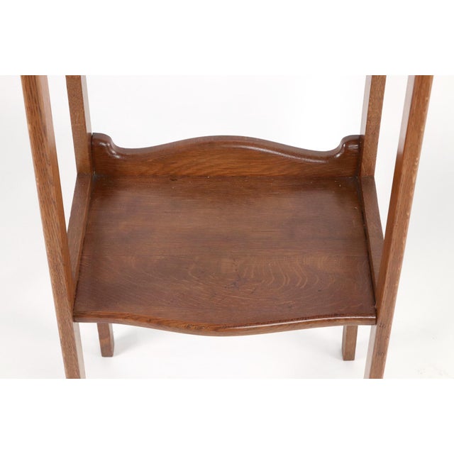 Wood Antique Oak Shaving Stand With Beveled Mirror For Sale - Image 7 of 9