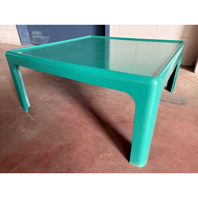 Turquoise Baydur Coffee Table by Peter Ghyczy for Horn Collection, 1960s For Sale - Image 7 of 7