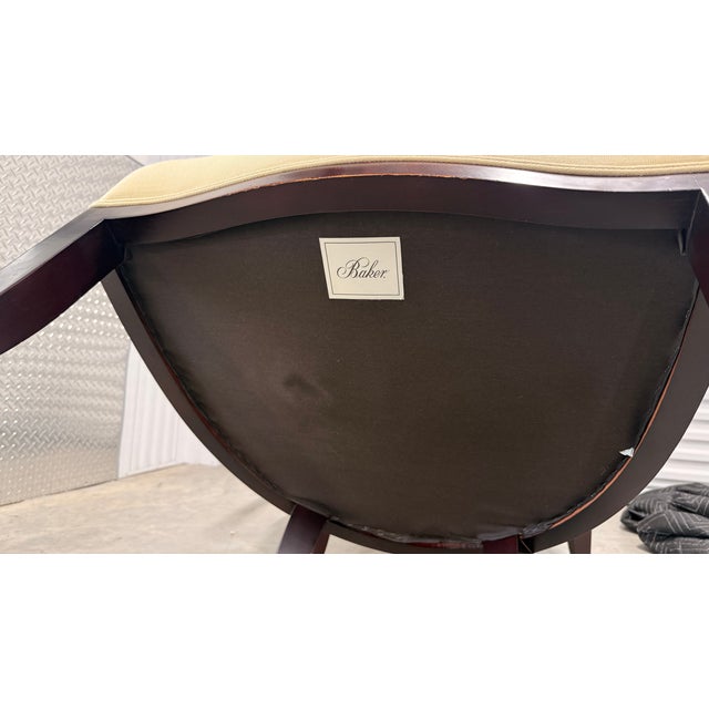 Pair of Baker Furniture Upholstered Barrel Back Lounge Chairs With Oval Medallion Backs For Sale - Image 14 of 15