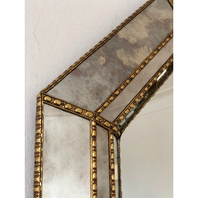 Large Vintage Venetian Brass Mirror – Gold Hollywood Regency, Spanish 1990s For Sale - Image 10 of 13