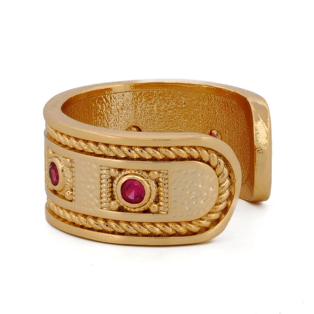 Metal Mystic Queen Ruby Cuff Gold Ring, Size 4 For Sale - Image 7 of 8