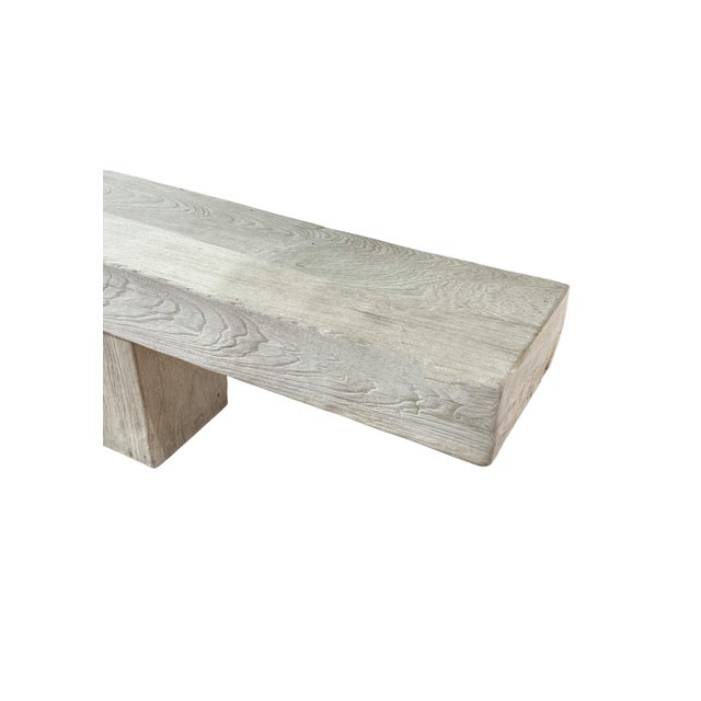 Monumental Teak Wood Bench, Modern Organic, Bleached Finish For Sale - Image 4 of 10