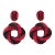 Richard Kerr Red and Black Jeweled Pair of Dangle Clip Earrings For Sale