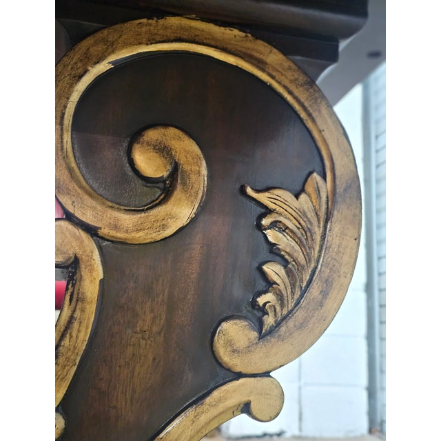 Wood Henredon Mahogany & Gilt Center Table Console Table Marble Top Table For Sale - Image 7 of 8