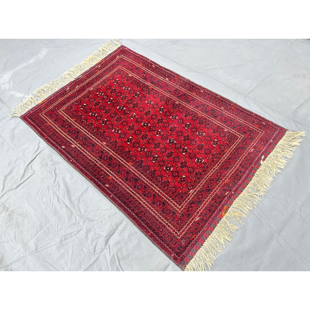Tribal Fine Quality Vintage Afghan Basheri All-Over Lattice Rug - 5'3" X 3'1" For Sale - Image 3 of 8