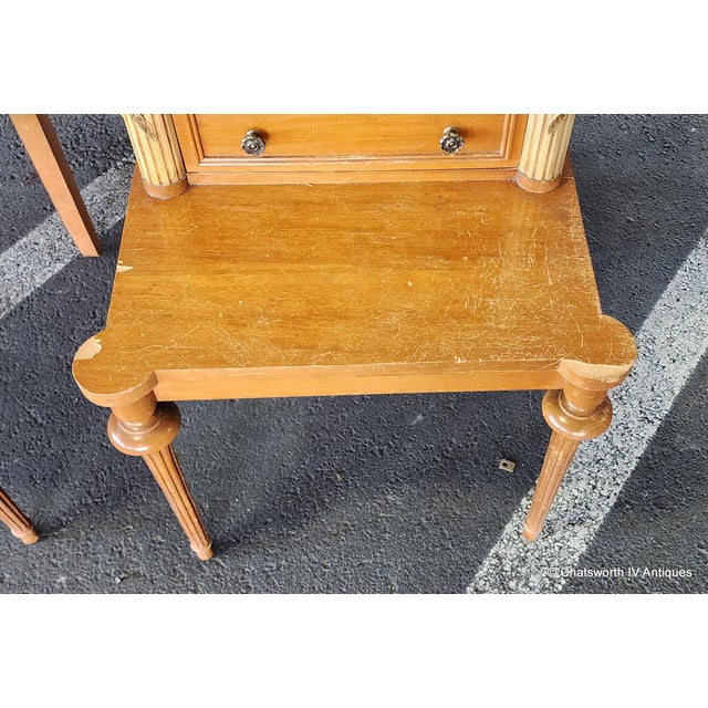Pair Antique French Neoclassical 1930s Satinwood Mahogany Bedroom Night Tables ~ as Is ~ For Sale - Image 10 of 10